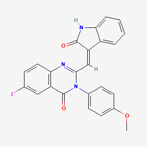 6-iodo-3-(4-methoxyphenyl)-2-[(Z)-(2-oxo-1,2-dihydro-3H-indol-3-ylidene)methyl]quinazolin-4(3H)-one