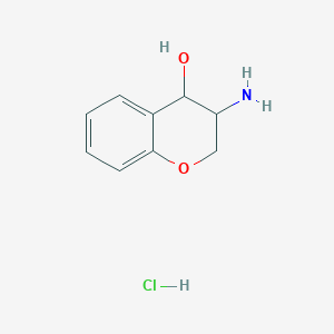 molecular formula C9H12ClNO2 B1382345 3-amino-3,4-dihydro-2H-1-benzopyran-4-ol hydrochloride CAS No. 14110-56-6