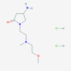 molecular formula C10H23Cl2N3O2 B1382348 4-Amino-1-{2-[(2-methoxyethyl)(methyl)amino]ethyl}pyrrolidin-2-one dihydrochloride CAS No. 1803612-36-3