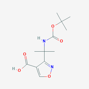 molecular formula C12H18N2O5 B1382355 3-(2-{[(Tert-butoxy)carbonyl]amino}propan-2-yl)-1,2-oxazole-4-carboxylic acid CAS No. 1803589-24-3