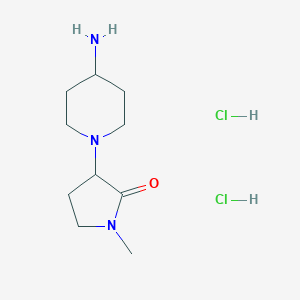 molecular formula C10H21Cl2N3O B1382356 3-(4-Aminopiperidin-1-yl)-1-methylpyrrolidin-2-one dihydrochloride CAS No. 1803562-72-2