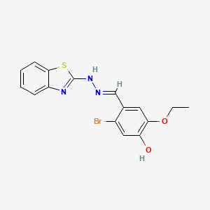 molecular formula C16H14BrN3O2S B13823582 4-{(E)-[2-(1,3-benzothiazol-2-yl)hydrazinylidene]methyl}-5-bromo-2-ethoxyphenol 