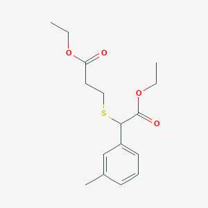 molecular formula C16H22O4S B13823658 Ethyl 3-(2-ethoxy-2-oxo-1-m-tolylethylthio)propanoate CAS No. 41022-29-1