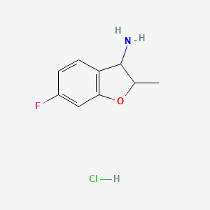 molecular formula C9H11ClFNO B1382371 6-Fluoro-2-methyl-2,3-dihydro-1-benzofuran-3-amine hydrochloride CAS No. 1803587-48-5