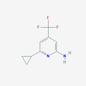 molecular formula C9H9F3N2 B1382388 6-Cyclopropyl-4-(trifluoromethyl)pyridin-2-amine CAS No. 1315612-15-7