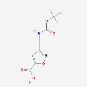 molecular formula C12H18N2O5 B1382392 3-(2-{[(Tert-butoxy)carbonyl]amino}propan-2-yl)-1,2-oxazole-5-carboxylic acid CAS No. 1803608-31-2