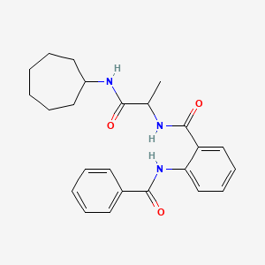 molecular formula C24H29N3O3 B13824037 2-benzamido-N-[1-(cycloheptylamino)-1-oxopropan-2-yl]benzamide CAS No. 485753-19-3