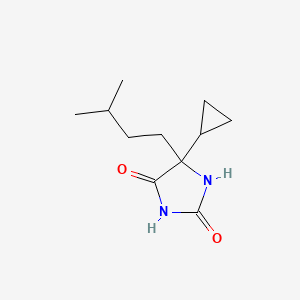 molecular formula C11H18N2O2 B1382413 5-Cyclopropyl-5-(3-methylbutyl)imidazolidine-2,4-dione CAS No. 858204-96-3