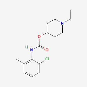 molecular formula C15H21ClN2O2 B13824304 Carbanilic acid, 2-chloro-6-methyl-, N-ethyl-4-piperidinyl ester CAS No. 33531-33-8