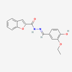 N'-[(Z)-(3-ethoxy-4-oxocyclohexa-2,5-dien-1-ylidene)methyl]-1-benzofuran-2-carbohydrazide