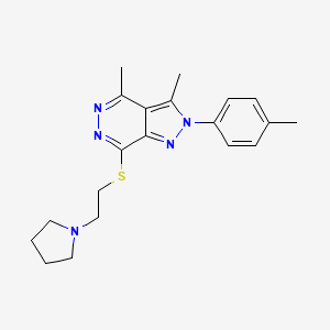 3,4-dimethyl-2-(4-methylphenyl)-2H-pyrazolo[3,4-d]pyridazin-7-yl 2-(1-pyrrolidinyl)ethyl sulfide