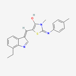 (5Z)-5-[(7-ethyl-1H-indol-3-yl)methylidene]-3-methyl-2-(4-methylphenyl)imino-1,3-thiazolidin-4-one