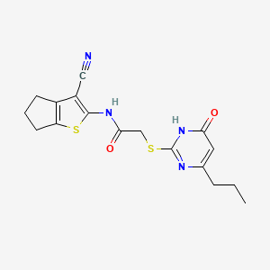 N-(3-cyano-5,6-dihydro-4H-cyclopenta[b]thiophen-2-yl)-2-[(4-oxo-6-propyl-1H-pyrimidin-2-yl)sulfanyl]acetamide