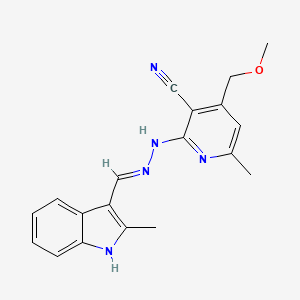 4-(methoxymethyl)-6-methyl-2-[2-[(Z)-(2-methylindol-3-ylidene)methyl]hydrazinyl]pyridine-3-carbonitrile