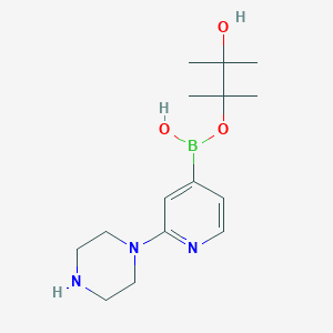 (3-Hydroxy-2,3-dimethylbutan-2-yl)oxy-(2-piperazin-1-ylpyridin-4-yl)borinic acid