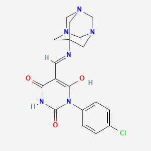 (5Z)-1-(4-chlorophenyl)-5-[(1,3,5-triazatricyclo[3.3.1.13,7]decan-7-ylamino)methylidene]-1,3-diazinane-2,4,6-trione