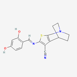 2-{[(1E)-(2,4-dihydroxyphenyl)methylene]amino}-5,6-dihydro-4H-4,7-ethanothieno[2,3-b]pyridine-3-carbonitrile