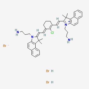 3-[(2E)-2-[(2E)-2-[3-[(E)-2-[3-(3-aminopropyl)-1,1-dimethylbenzo[e]indol-3-ium-2-yl]ethenyl]-2-chlorocyclohex-2-en-1-ylidene]ethylidene]-1,1-dimethylbenzo[e]indol-3-yl]propan-1-amine;bromide;dihydrobromide