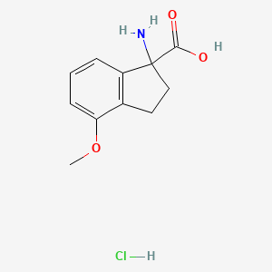molecular formula C11H14ClNO3 B1382472 1-amino-4-methoxy-2,3-dihydro-1H-indene-1-carboxylic acid hydrochloride CAS No. 1803589-84-5