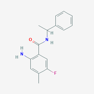 molecular formula C16H17FN2O B1382487 2-amino-5-fluoro-4-methyl-N-(1-phenylethyl)benzamide CAS No. 1803582-05-9