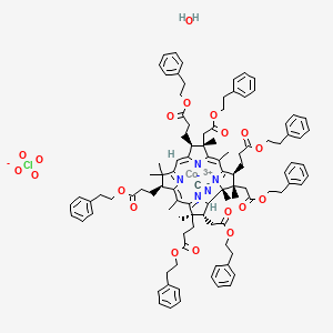 cobalt(3+);2-phenylethyl 3-[(1R,2S,3S,5Z,7S,8S,9Z,13S,14Z,17R,18R)-1,2,5,7,12,12,15,17-octamethyl-2,7,18-tris[2-oxo-2-(2-phenylethoxy)ethyl]-3,13,17-tris[3-oxo-3-(2-phenylethoxy)propyl]-8,13,18,19-tetrahydro-3H-corrin-22-id-8-yl]propanoate;cyanide;perchlorate;hydrate