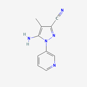molecular formula C10H9N5 B1382518 5-氨基-4-甲基-1-(吡啶-3-基)-1H-吡唑-3-碳腈 CAS No. 1803609-64-4