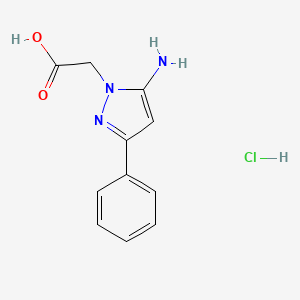 molecular formula C11H12ClN3O2 B1382530 2-(5-amino-3-phenyl-1H-pyrazol-1-yl)acetic acid hydrochloride CAS No. 1803610-21-0