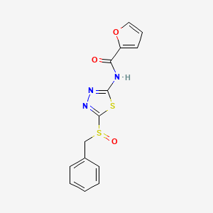 molecular formula C14H11N3O3S2 B13825397 N-[5-(benzylsulfinyl)-1,3,4-thiadiazol-2-yl]furan-2-carboxamide 