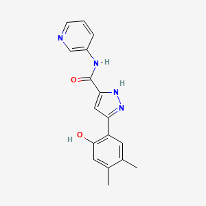 (5E)-5-(3,4-dimethyl-6-oxocyclohexa-2,4-dien-1-ylidene)-N-pyridin-3-yl-1,2-dihydropyrazole-3-carboxamide