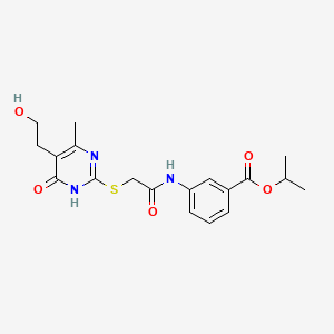 propan-2-yl 3-[[2-[[5-(2-hydroxyethyl)-6-methyl-4-oxo-1H-pyrimidin-2-yl]sulfanyl]acetyl]amino]benzoate