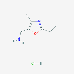 molecular formula C7H13ClN2O B1382553 (2-乙基-4-甲基-1,3-恶唑-5-基)甲胺盐酸盐 CAS No. 1803606-83-8