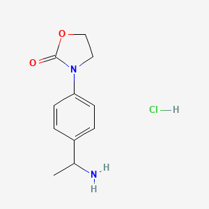 molecular formula C11H15ClN2O2 B1382555 3-[4-(1-Aminoethyl)phenyl]-1,3-oxazolidin-2-one hydrochloride CAS No. 1803591-45-8