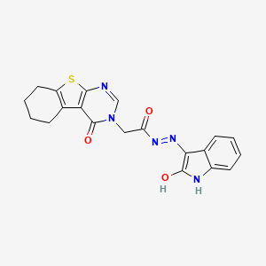 N'-(2-oxoindol-3-yl)-2-(4-oxo-5,6,7,8-tetrahydro-[1]benzothiolo[2,3-d]pyrimidin-3-yl)acetohydrazide