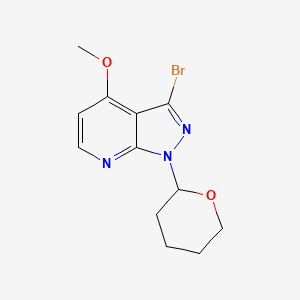 molecular formula C12H14BrN3O2 B1382596 3-Bromo-4-methoxy-1-(tetrahydro-2H-pyran-2-yl)-1H-pyrazolo[3,4-b]pyridine CAS No. 1416714-63-0