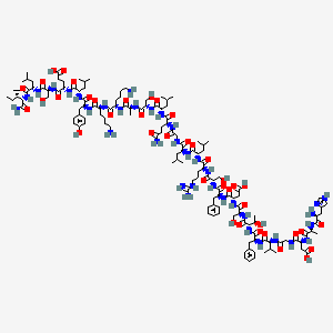 (4S)-4-[[(2S)-2-[[(2S)-2-[[(2S)-6-amino-2-[[(2S)-6-amino-2-[[(2S)-2-[[(2S)-2-[[(2S)-2-[[(2S)-5-amino-2-[[2-[[(2S)-2-[[(2S)-2-[[(2S)-2-[[(2S)-2-[[(2S)-2-[[(2S)-2-[[(2S)-2-[[(2S,3R)-2-[[(2S)-2-[[(2S)-2-[[2-[[(2S)-2-[[(2S)-2-[[(2S)-2-amino-3-(1H-imidazol-4-yl)propanoyl]amino]propanoyl]amino]-3-carboxypropanoyl]amino]acetyl]amino]-3-methylbutanoyl]amino]-3-phenylpropanoyl]amino]-3-hydroxybutanoyl]amino]-3-hydroxypropanoyl]amino]-3-carboxypropanoyl]amino]-3-phenylpropanoyl]amino]-3-hydroxypropanoyl]amino]-5-carbamimidamidopentanoyl]amino]-4-methylpentanoyl]amino]-4-methylpentanoyl]amino]acetyl]amino]-5-oxopentanoyl]amino]-4-methylpentanoyl]amino]-3-hydroxypropanoyl]amino]propanoyl]amino]hexanoyl]amino]hexanoyl]amino]-3-(4-hydroxyphenyl)propanoyl]amino]-4-methylpentanoyl]amino]-5-[[(2S)-1-[[(2S)-1-[[(2S,3S)-1-amino-3-methyl-1-oxopentan-2-yl]amino]-4-methyl-1-oxopentan-2-yl]amino]-3-hydroxy-1-oxopropan-2-yl]amino]-5-oxopentanoic acid