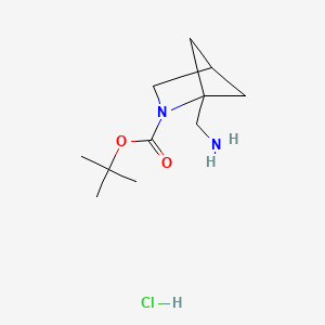molecular formula C11H21ClN2O2 B1382603 Tert-butyl 1-(aminomethyl)-2-azabicyclo[2.1.1]hexane-2-carboxylate hydrochloride CAS No. 1803597-21-8