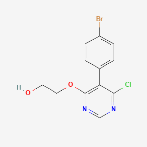molecular formula C12H10BrClN2O2 B1382619 Ethanol,2-[[5-(4-bromophenyl)-6-chloro-4-pyrimidinyl]oxy]- CAS No. 1642873-04-8