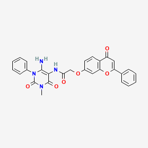 Acetamide,N-(6-amino-1,2,3,4-tetrahydro-3-methyl-2,4-dioxo-1-phenyl-pyrimidin-5-YL)-2-[(4-oxo-2-phenyl-4H-1-benzopyran-7-YL)oxy]-