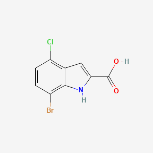 molecular formula C9H5BrClNO2 B1382625 7-溴-4-氯-1H-吲哚-2-羧酸 CAS No. 1388061-21-9