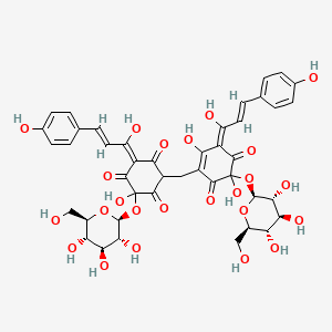 (6E)-4-[[(3E)-2,5-dihydroxy-3-[(E)-1-hydroxy-3-(4-hydroxyphenyl)prop-2-enylidene]-4,6-dioxo-5-[(2S,3R,4S,5S,6R)-3,4,5-trihydroxy-6-(hydroxymethyl)oxan-2-yl]oxycyclohexen-1-yl]methyl]-2-hydroxy-6-[(E)-1-hydroxy-3-(4-hydroxyphenyl)prop-2-enylidene]-2-[(2S,3R,4S,5S,6R)-3,4,5-trihydroxy-6-(hydroxymethyl)oxan-2-yl]oxycyclohexane-1,3,5-trione