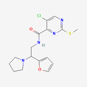 5-chloro-N-[2-(furan-2-yl)-2-(pyrrolidin-1-yl)ethyl]-2-(methylsulfanyl)pyrimidine-4-carboxamide