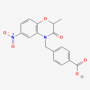 molecular formula C17H14N2O6 B1382639 4-((2,3-Dihydro-2-methyl-6-nitro-3-oxobenzo[b][1,4]oxazin-4-yl)methyl)benzoic acid CAS No. 1082303-12-5
