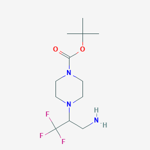 molecular formula C12H22F3N3O2 B1382643 叔丁基-4-(3-氨基-1,1,1-三氟丙烷-2-基)哌嗪-1-羧酸酯 CAS No. 1698595-95-7