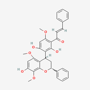 molecular formula C33H30O8 B13826437 (E)-1-[2,4-dihydroxy-3-[(2R,4R)-7-hydroxy-5,8-dimethoxy-2-phenyl-3,4-dihydro-2H-chromen-4-yl]-6-methoxyphenyl]-3-phenylprop-2-en-1-one 