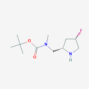 molecular formula C11H21FN2O2 B1382653 叔丁基 (((2S,4S)-4-氟吡咯烷-2-基)甲基)(甲基)氨基甲酸酯 CAS No. 1820575-58-3