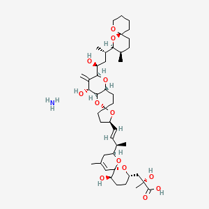 molecular formula C44H71NO13 B13826859 (2R)-3-[(2S,6R,8S,11R)-2-[(E,2R)-4-[(2S,2'R,4R,4aS,6R,8aR)-4-hydroxy-2-[(1S,3S)-1-hydroxy-3-[(2S,3R,6S)-3-methyl-1,7-dioxaspiro[5.5]undecan-2-yl]butyl]-3-methylidenespiro[4a,7,8,8a-tetrahydro-4H-pyrano[3,2-b]pyran-6,5'-oxolane]-2'-yl]but-3-en-2-yl]-11-hydroxy-4-methyl-1,7-dioxaspiro[5.5]undec-4-en-8-yl]-2-hydroxy-2-methylpropanoic acid;azane 