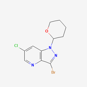 molecular formula C11H11BrClN3O B1382703 3-溴-6-氯-1-(四氢-2H-吡喃-2-基)-1H-吡唑并[4,3-b]吡啶 CAS No. 1416714-58-3