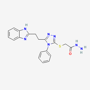 molecular formula C19H19N7OS B13827171 Acetic acid, ((5-(2-(1H-benzimidazol-2-yl)ethyl)-4-phenyl-4H-1,2,4-triazol-3-yl)thio)-, hydrazide CAS No. 38911-95-4