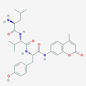 molecular formula C30H38N4O6 B13827317 (S)-2-Amino-N-((S)-1-(((S)-3-(4-hydroxyphenyl)-1-((4-methyl-2-oxo-2H-chromen-7-yl)amino)-1-oxopropan-2-yl)amino)-3-methyl-1-oxobutan-2-yl)-4-methylpentanamide 