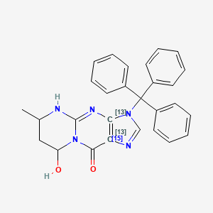 N-Trityl-4,6,7,8-tetrahydro-8-hydroxy-6-methylpyrimido[1,2-a]purin-10(3H)-one-13C2,15N